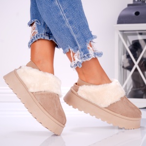 Papuci Casual UG - SoftFur OM566 Khaki - Img 3