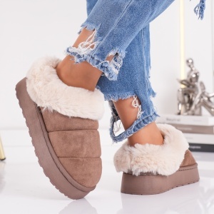Papuci Imblaniti Tip UG - CozyStep MK059-1 Brown - Img 3