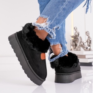 Papuci Imblaniti Tip UG - CozyWalk MK060-1 Black
