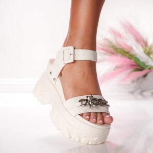 Sandale Dama cu Platforma - 3WL208 White - Img 2