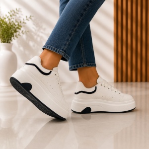 Sneakers Dama Platforma NOVA - JX888 White Black - Img 6