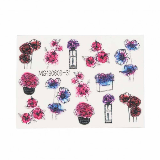Abtibild unghii 5D pe baza de apa floare MG190609-31