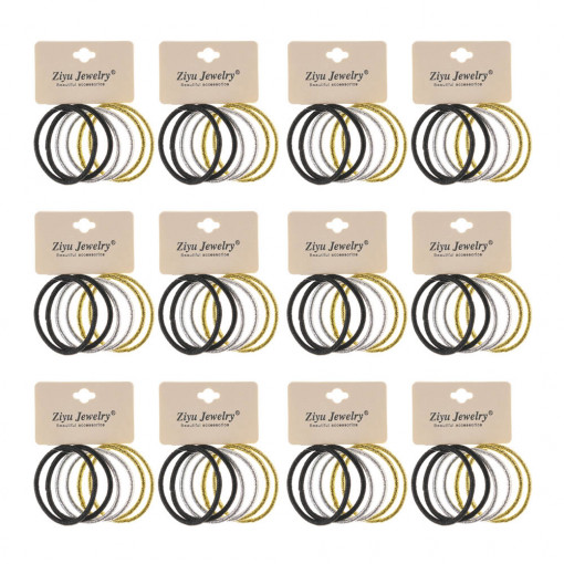 Elastic par negru/argintiu/auriu 72 set X78 Oranjollie