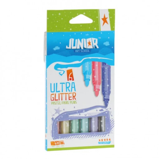 Ultra Glitter, flomasteri sa šljokicama, pastelna, 6K