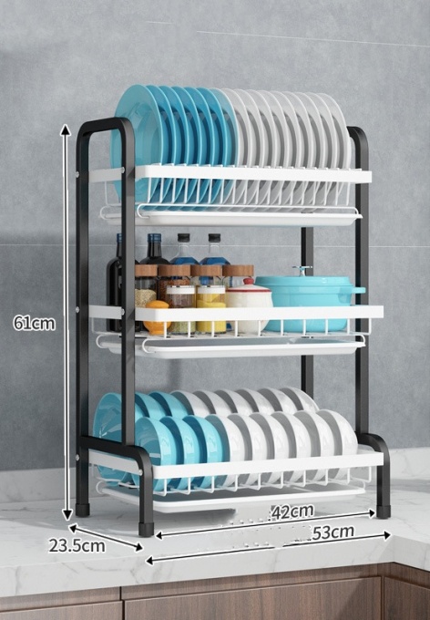 Suport pentru vase cu 3 nivele – Eleganță și eficiență în bucătăria ta! | 61 x 23,5 x 42 cm