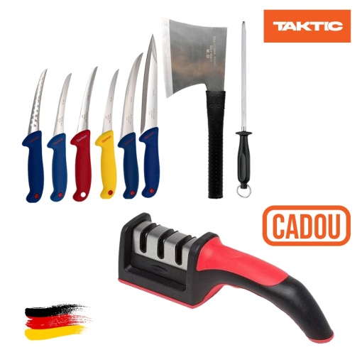 Set CUȚITE INDUSTRIALE DE MĂCELARIE , 6 CUȚITE + SATÂR ȘI MASAT CADOU, calitate germană garantată!