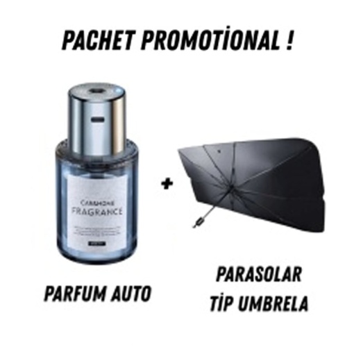 Pachet Promoțional Parfum Auto și Parasolar Auto Tip Umbrelă