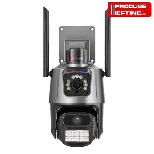 Camera de supraveghere H-GO dubla cu Wi-Fi, senzor de mișcare, alarma, microfon și difuzor