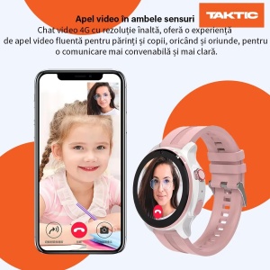Smartwatch copii, GPS Tracker rezistent la apă, cu cartelă SIM, apel video 4G - Img 5