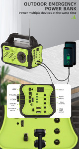 Kit urgență Ultra - lanterna,radio,încarcător cu 3 becuri cu panou solar portabil - Baterie 10000mAH - Img 2