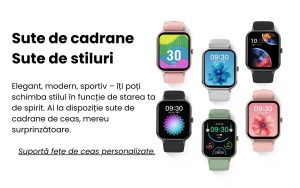 Smartwatch H-go Sport Roz/Negru Puls, Calorii, Presiune arteriala, Bluetooth, Notificari,Rezistenta la apa - Img 4
