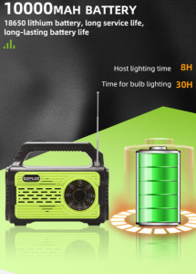 Kit urgență Ultra - lanterna,radio,încarcător cu 3 becuri cu panou solar portabil - Baterie 10000mAH - Img 3