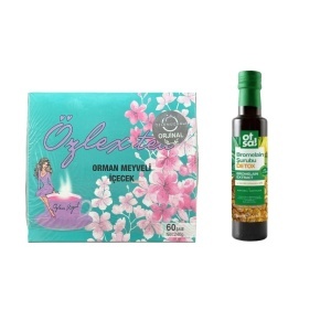Ceai de slabit Ozlex turcesc detox - cu aroma de fructe de padure 60 plicuri cu holograma + Sirop detoxifiant cu bromelaină ,Extract de ananas ,L-Carnitină si Vitamina C-350g