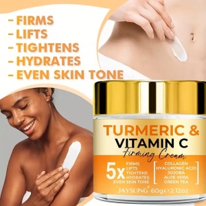 JAYSUING Crema de întărire cu curcuma și vitamina C - Unisex Adult Hydrator cu acid hialuronic, colagen, jojoba, vitamina E - Toate tipurile de piele, retinol pentru hidratare, întărire și tonul uniform al pielii - Img 3