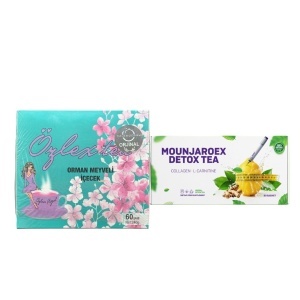 Pachet promo: Ceai de slabit Ozlex turcesc detox - cu aroma de fructe de padure 60 plicuri cu holograma +Mounjaroex Detox Tea, Ceai de slabit cu aroma de lamaie, Susținerea Rutinei Zilnice 60 plicuri