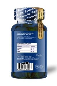 Omega-3 - Conținut Ridicat EPA & DHA 1000 mg – Ulei de Pește – 90 dapsule moi Purevits - Img 3