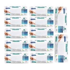 Pachet promo: 12 x Servetele umede multisuprafete cu bicarbonat, 100 bucati, Deep Fresh