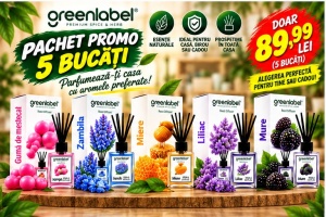 Pachet Promo: 5 X Odorizante cameră cu bețișoare (arome guma de mestecat,zambila,miere,liliac si mure ) 110ml – Greenlabel
