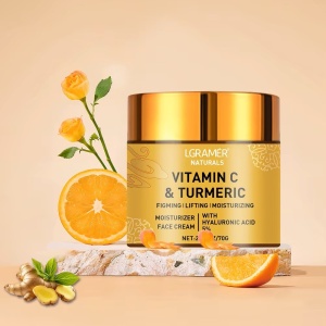 Cremă de față cu turmeric, vitamina C și retinol – Hidratantă, iluminatoare, reafirmantă, cu acid hialuronic, pentru netezirea și îngrijirea pielii