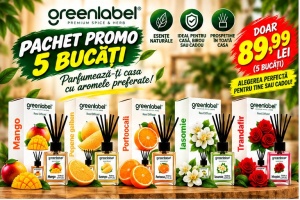 Pachet Promo: 5 X Odorizante cameră cu bețișoare (arome Mango,pepene galen,portocala, iasomie si trandafir ) 110ml – Greenlabel