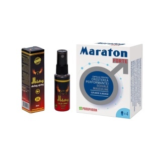 Pachet promo: Capsule MARATON FORTE, cresterea performantei sexuale barbati, 4 capsule + Spray intarziere barbati pentru intarziere Diblong 30ml