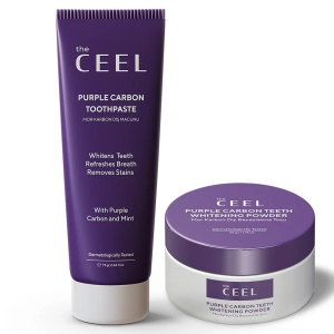 Set de albire a dintilor cu carbune activ violet The Ceel (pasta de dinti + pudra de dinti)