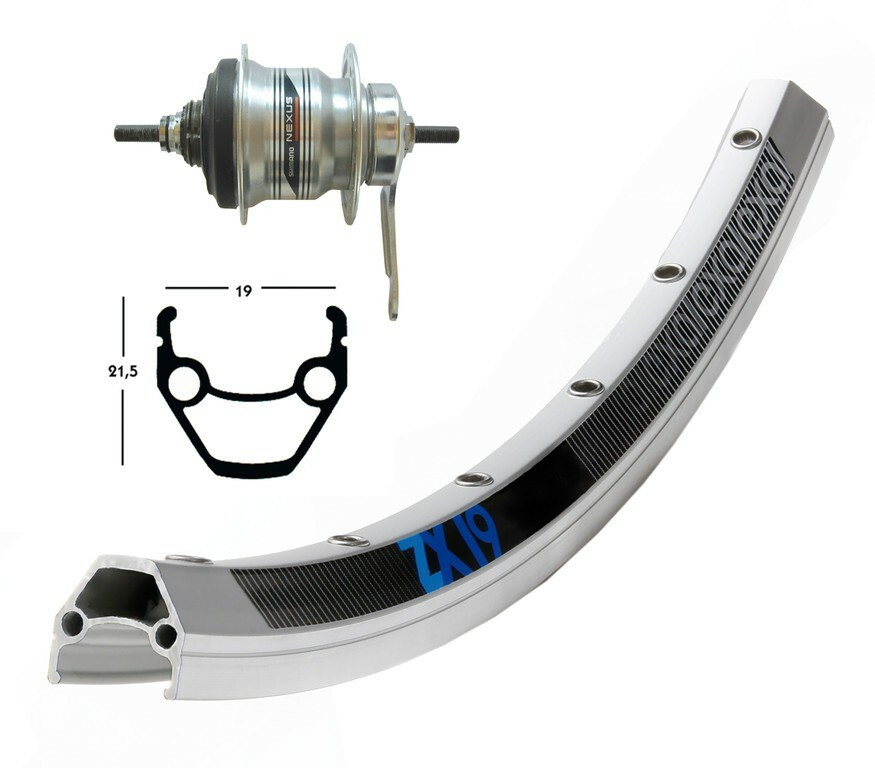 AT  Roata spate 28x1.75 Shimano, 7-Gear 36 L. EXAL ZX 19, silver, Niro