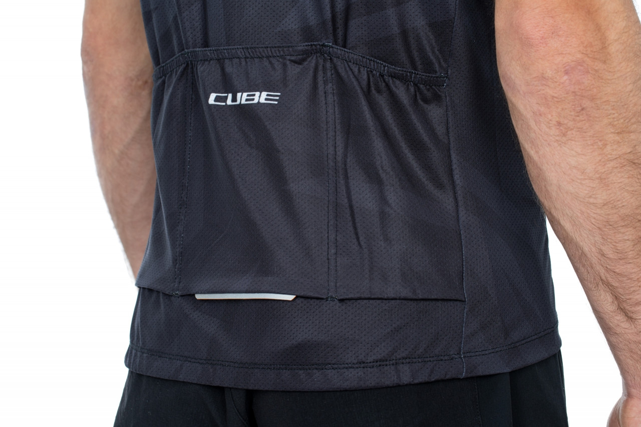 Tricou ciclism Cube ATX Jersey Full Zip CMPT S/S Black Grey