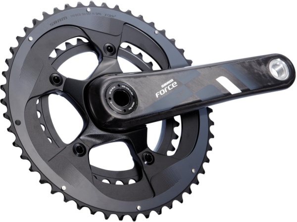 Angrenaj pedalier SRAM Force 22, 2x11, carbon/aluminiu, X-Glide R, GXP, 53-39T, lungime braț pedalier 175 mm, BCD 130 mm