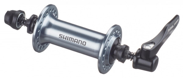 Butuc fata Shimano HB-RS400 36H old 100mm ax 108mm QR 133mm argintiu