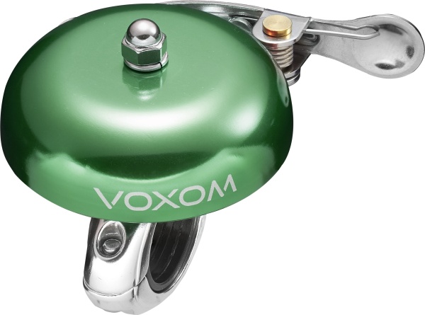 Claxon bicicleta Voxom Kl4, alama inoxidabila, prindere aluminiu, Verde
