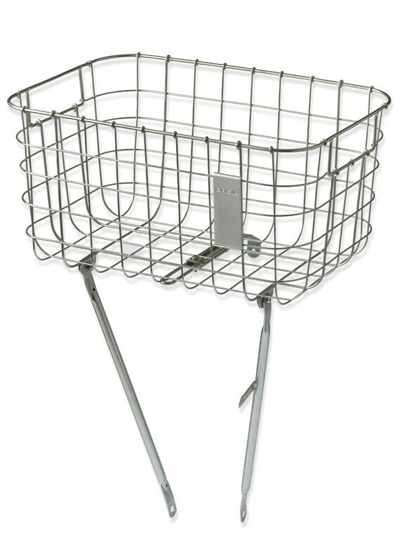 Cos bicicleta fata Basil Robin with struts silver,broad-meshed, fix-system