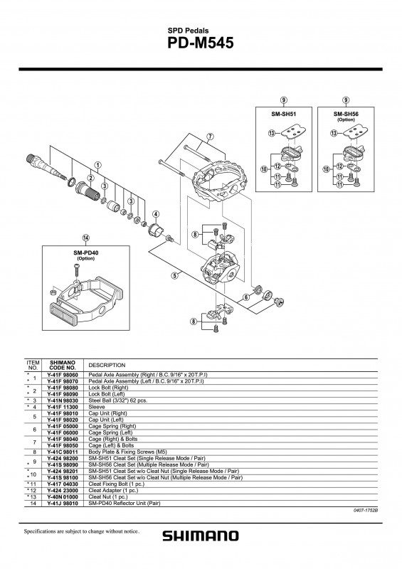 PD-M545 Bucsa cu guler #41F 11300 Shimano