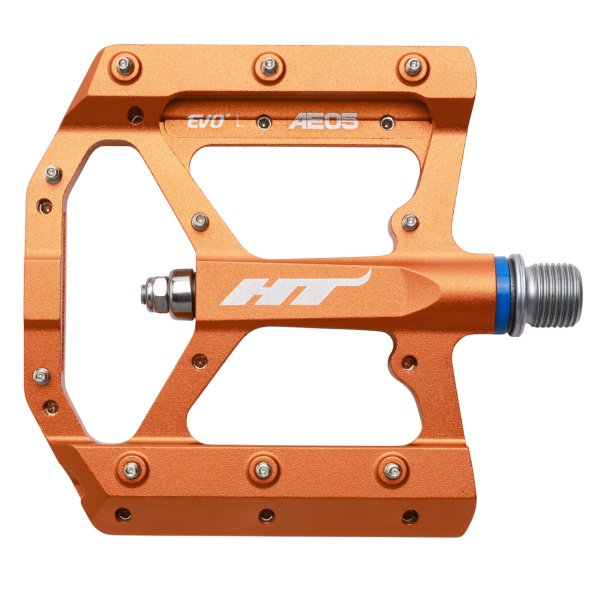 Pedale platforma HT Components AE05, ax titan, corp aluminiu prelucrat CNC, 20 pini per pedala, Portocaliu