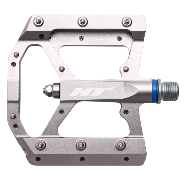 Pedale platforma HT Components AE05, ax titan, corp aluminiu prelucrat CNC, 20 pini per pedala, Gri