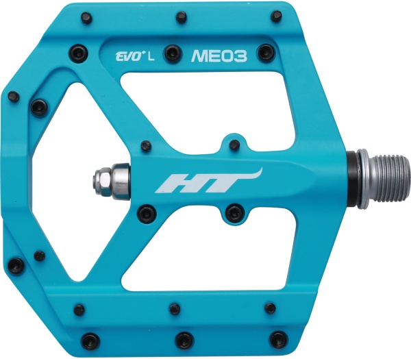 Pedale platformă HT Components ME03, magneziu, ax Titan/Cromoly, EVO+ bearings, 20 pini, MTB/e-MTB/Gravel, Albastru