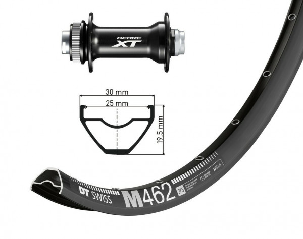Roata fata 27.5" Deore XT black TA 15x110mm DTSwiss M462 Disk black