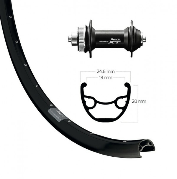 Roata fata 29" Deore XT Centerlock. QR 32L Ryde Rival 19 disc