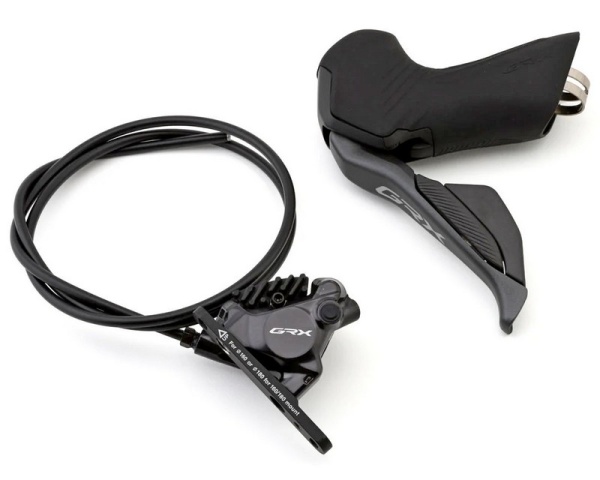 Set Frână pe Disc Asamblat Shimano J-Kit Direct GRX ST-RX825(L) și BR-RX820(F) pentru Rotor 160mm, Plăcuțe Resin cu Aripioare de Răcire, Furtun 1000mm SM-BH90