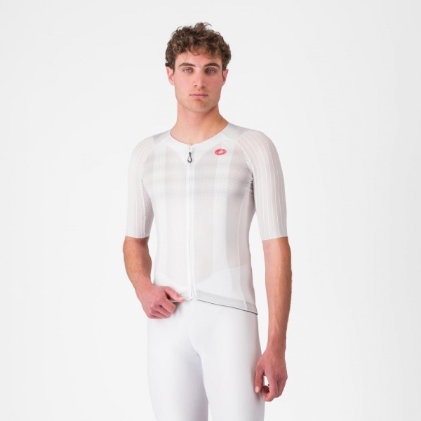 Tricou cu maneca scurta Castelli Aero Race 8S, pentru barbati, alb