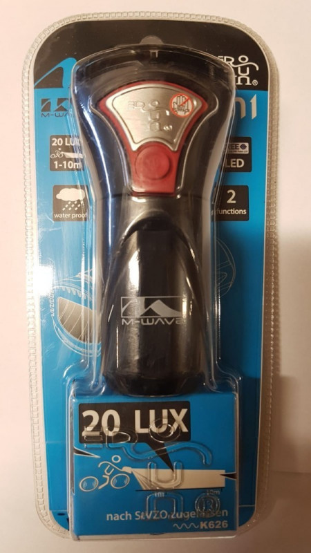 Far M-Wave 1led 2functii 20 lux negru