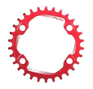 Foaie angrenaj Funn Solo 96 34T alu 7075 BCD96 mm Shimano asimetric rosie