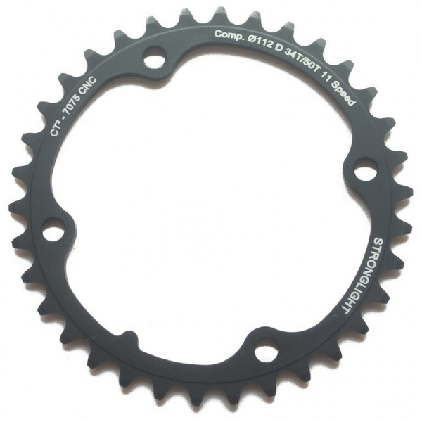 Foaie angrenaj Stronglight Type F 145/112mm inside 39T, negru, 11V