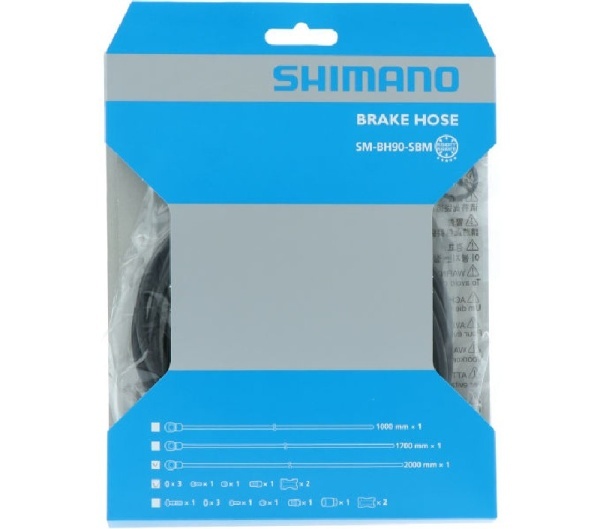 Furtun Shimano SM-BH90-SBM, banjo negru, 2000 mm, fără capăt și șuruburi, ambalat individual