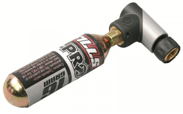 Minipompa PRO micro CO2 inflator + 1 capsula CO2 16gr cu filet negru/argintiu