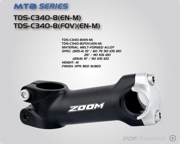 Pipa Zoom TDS-C340-8 alu L120 25,4mm unghi 15 neagra