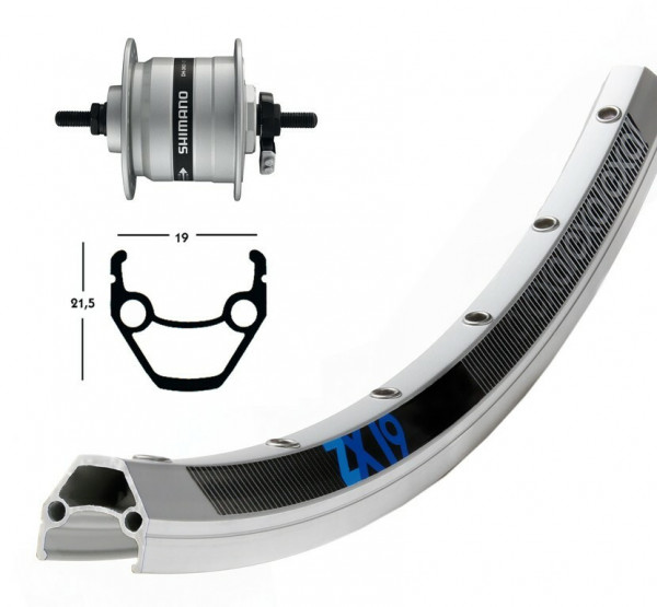 Roata fata 26x1.75 Hub Dynamo DH3N30 NT 36L. ZX 19 silver