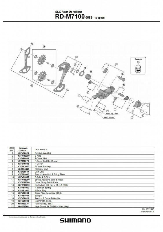 Suport de prindere pe urechea de schimbator Shimano RD-M7100