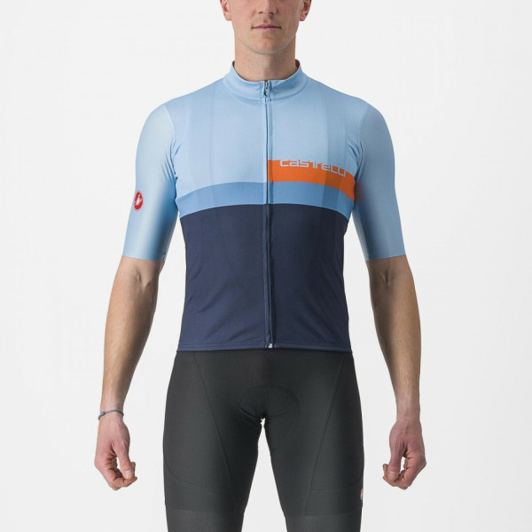 Tricou cu maneca scurta Castelli A Blocco Bleu/Bleumarin/Portocaliu