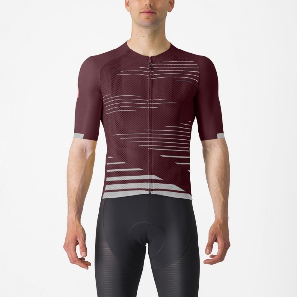 Tricou cu maneca scurta Castelli Climbers 4.0, Visiniu / Gri